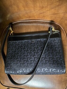 Pierre Cardin Monogram Pattern Black Crossbody Shoulder Bag